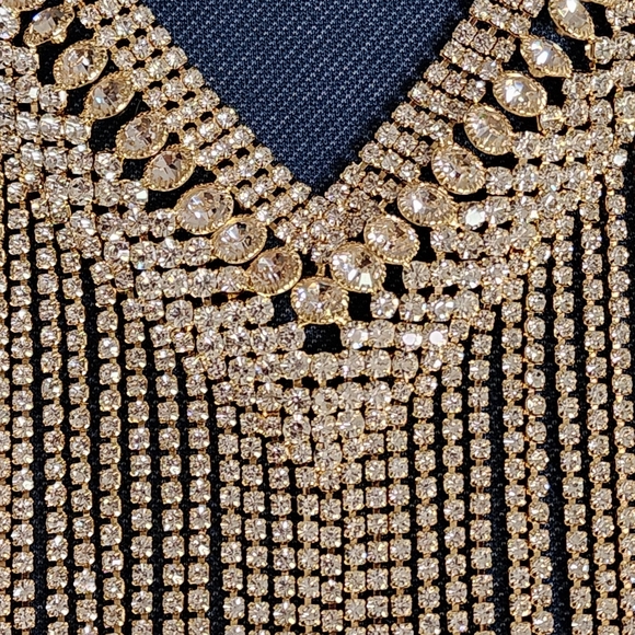 Stunning Bling Statement Gold and Crystal Necklace and Earrings Set New - Picture 9 of 14